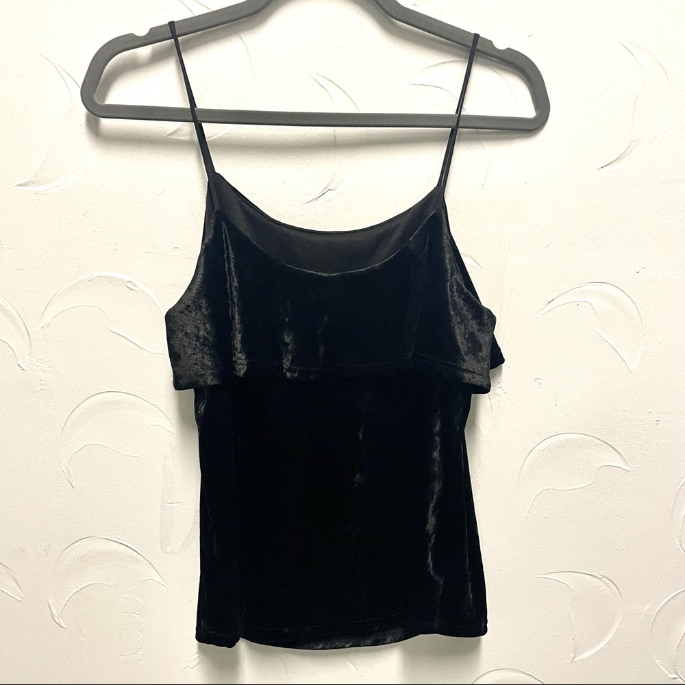 Boutique Velvet Black Tank Top